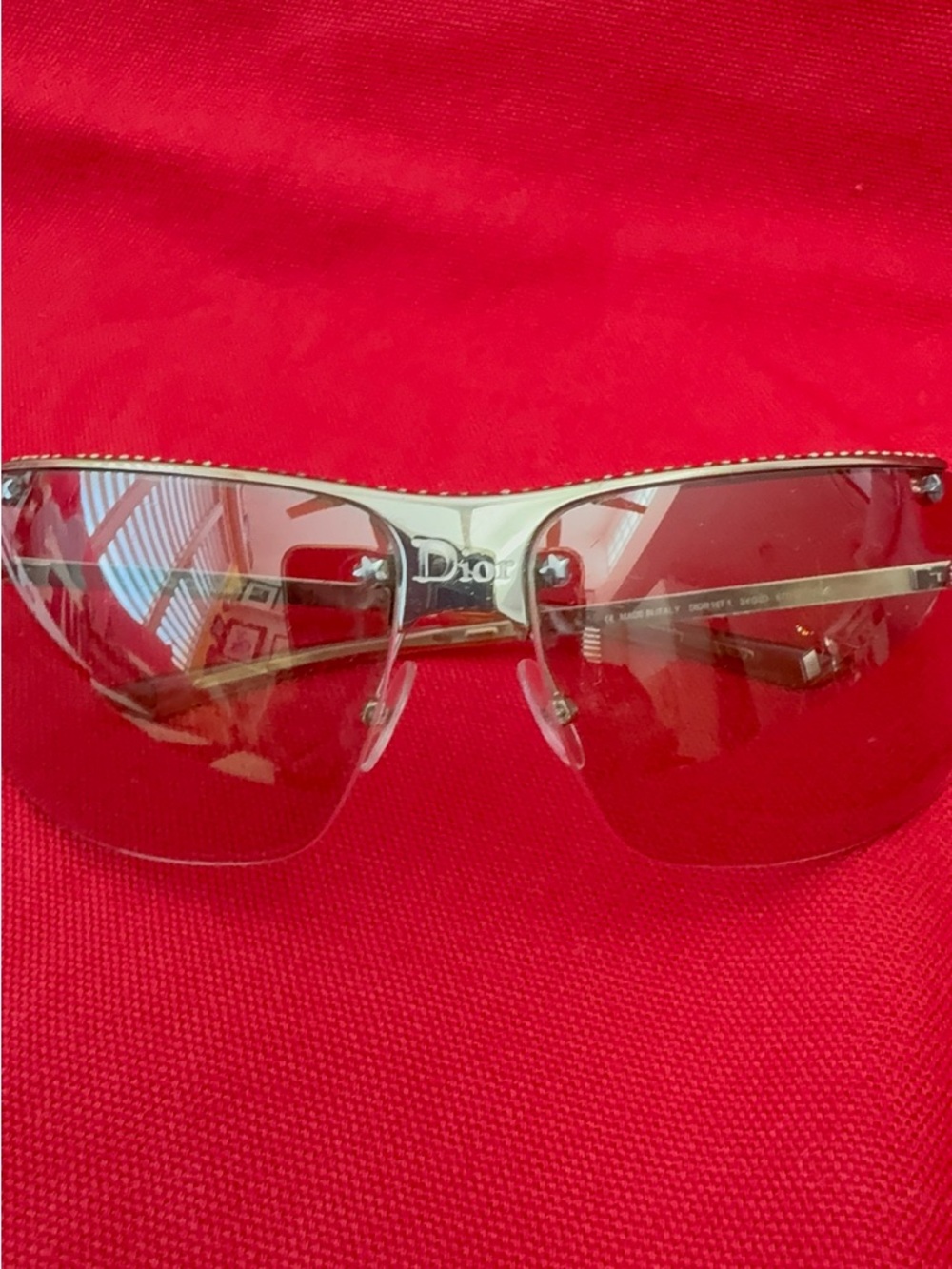 Dior Silver Sunglasses with Pink-Tinted Lenses